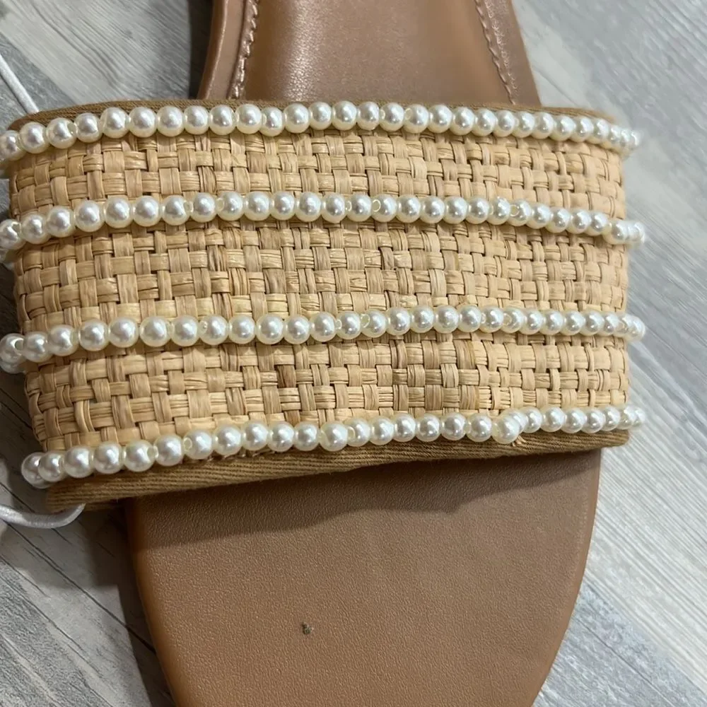 J. Crew Factory pearl slides size 10 NWT but flawed
